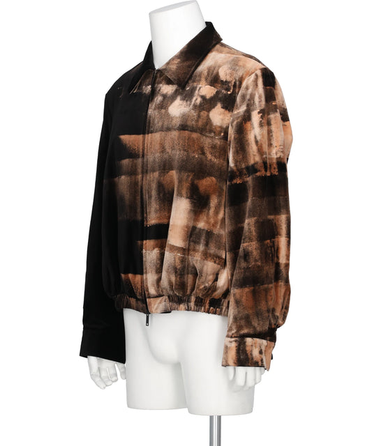 HAND-BLEACHED VELVET ZIP BLOUSON