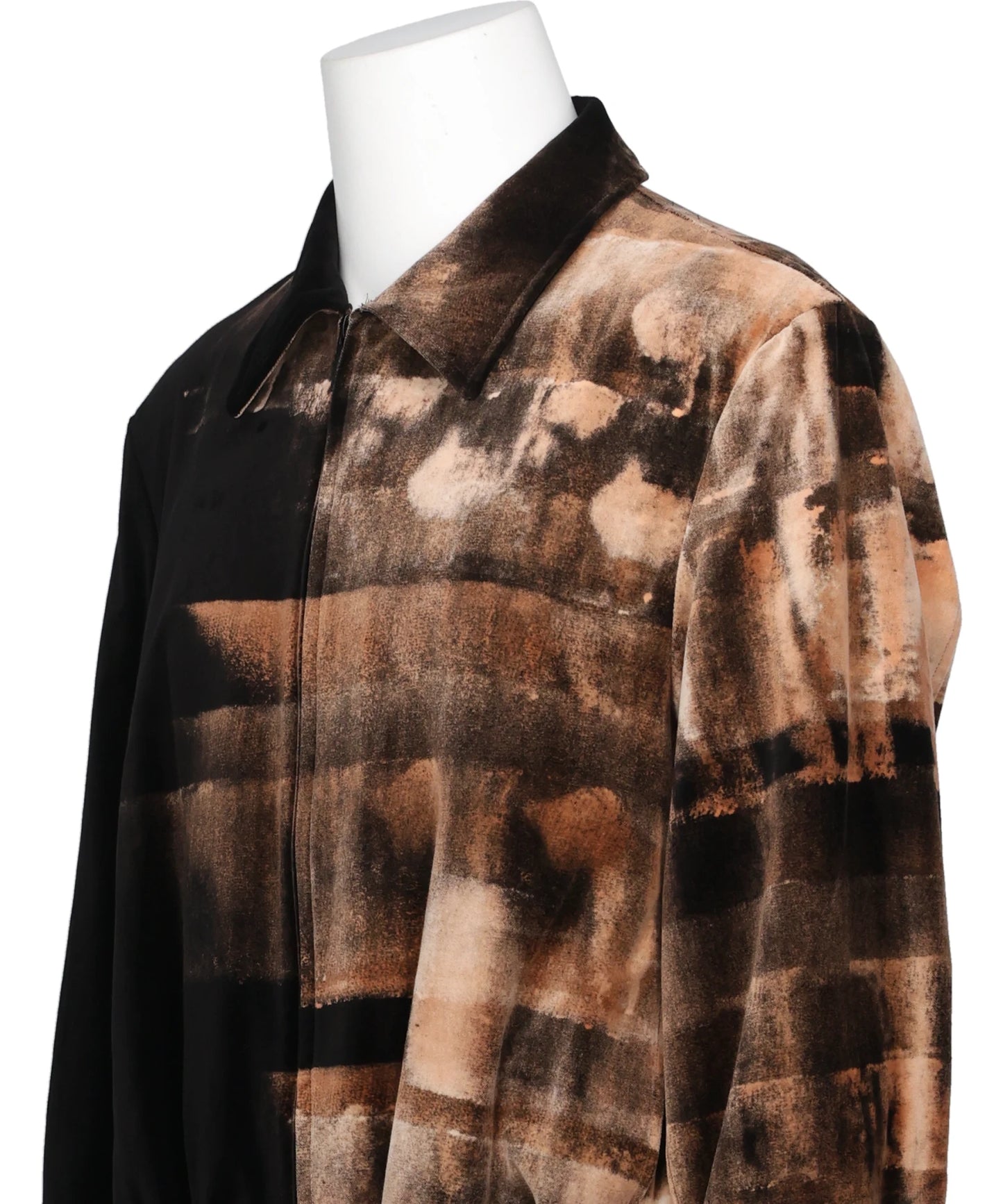 HAND-BLEACHED VELVET ZIP BLOUSON