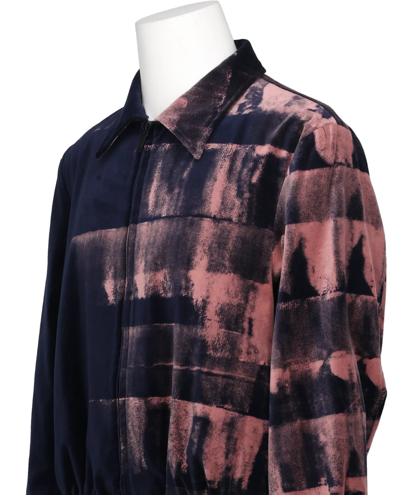 HAND-BLEACHED VELVET ZIP BLOUSON