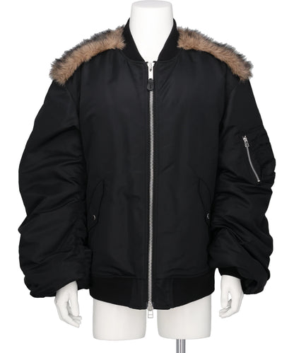 JOHN LAWRENCE SULLIVAN(ジョンローレンスサリバン) 2026AW NYLON MASSIVE ROUNDED SLEEVE BOMBER JACKET WITH BACK FUR 1B013-0326-04