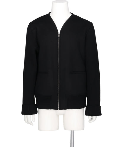 OVERCOAT COLLARLESS BLOUSON WITH RIBBED SLEEVES