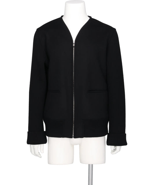 OVERCOAT COLLARLESS BLOUSON WITH RIBBED SLEEVES