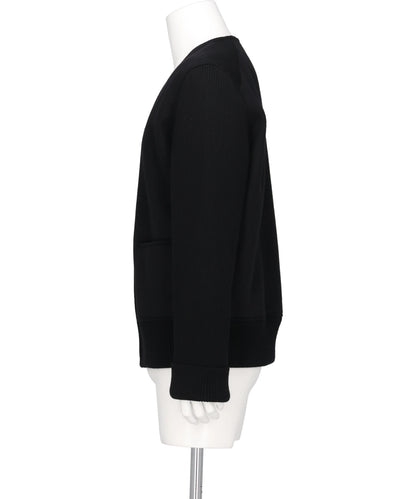COLLARLESS RIBBED-SLEEVE BLOUSON
