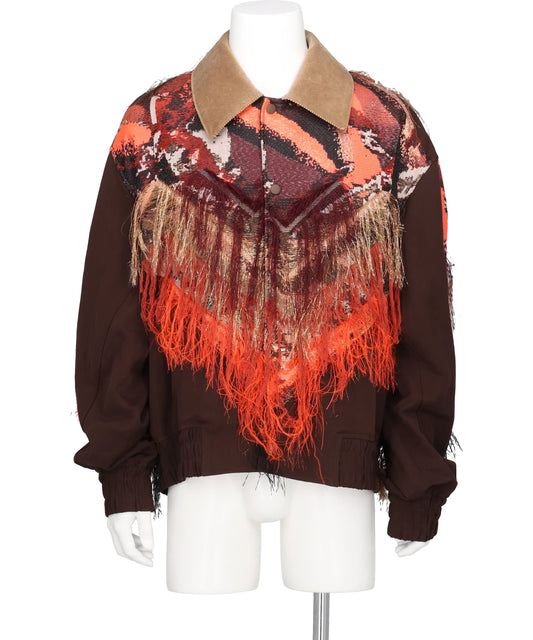 yoshiokubo FRINGE JACQUARD BLOUSON