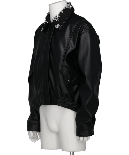 CRYSTAL BIJOU COLLAR 2WAY BLOUSON