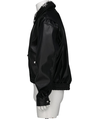 CRYSTAL BIJOU COLLAR 2WAY BLOUSON
