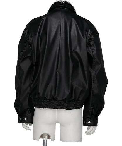 CRYSTAL BIJOU COLLAR 2WAY BLOUSON
