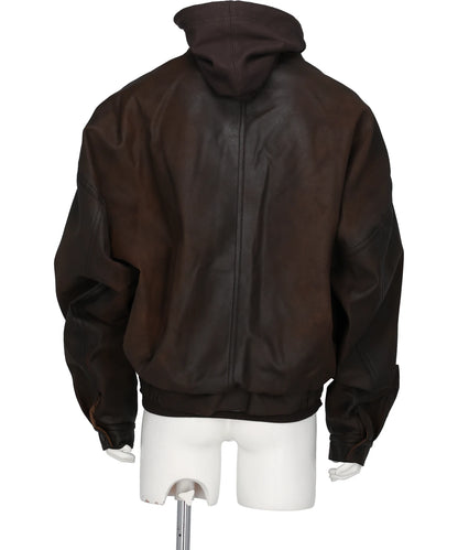 LAYERED FAUX LEATHER BLOUSON