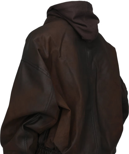 LAYERED FAUX LEATHER BLOUSON