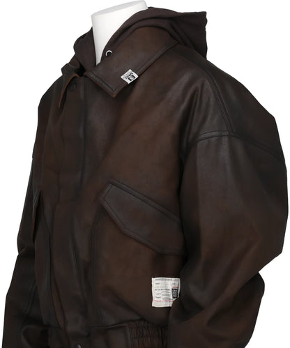 LAYERED FAUX LEATHER BLOUSON