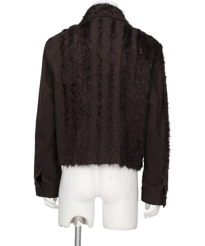 FUR TWEED ZIP BLOUSON