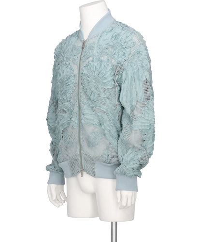 MESH EMBROIDERY ZIP BLOUSON
