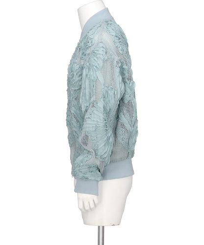 MESH EMBROIDERY ZIP BLOUSON