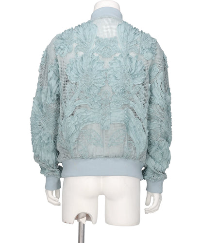 MESH EMBROIDERY ZIP BLOUSON
