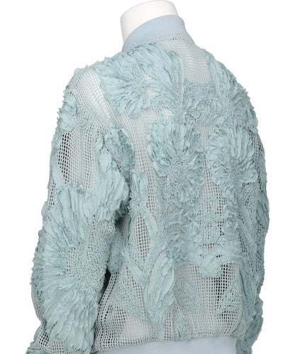 MESH EMBROIDERY ZIP BLOUSON