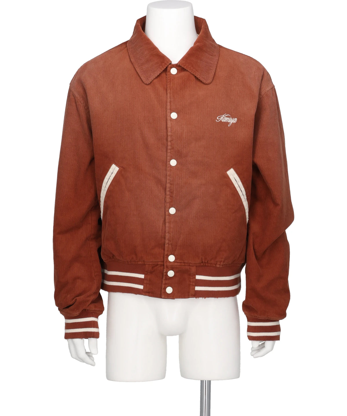"GREATNESS ACT-COOL"EMBROIDEREDSUN-FADED VARSITY JACKET