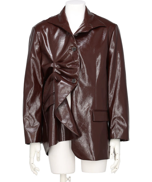 AVAVAV(アヴァヴァヴ)PLEATED BLAZER FAUX LEATHER MARRON