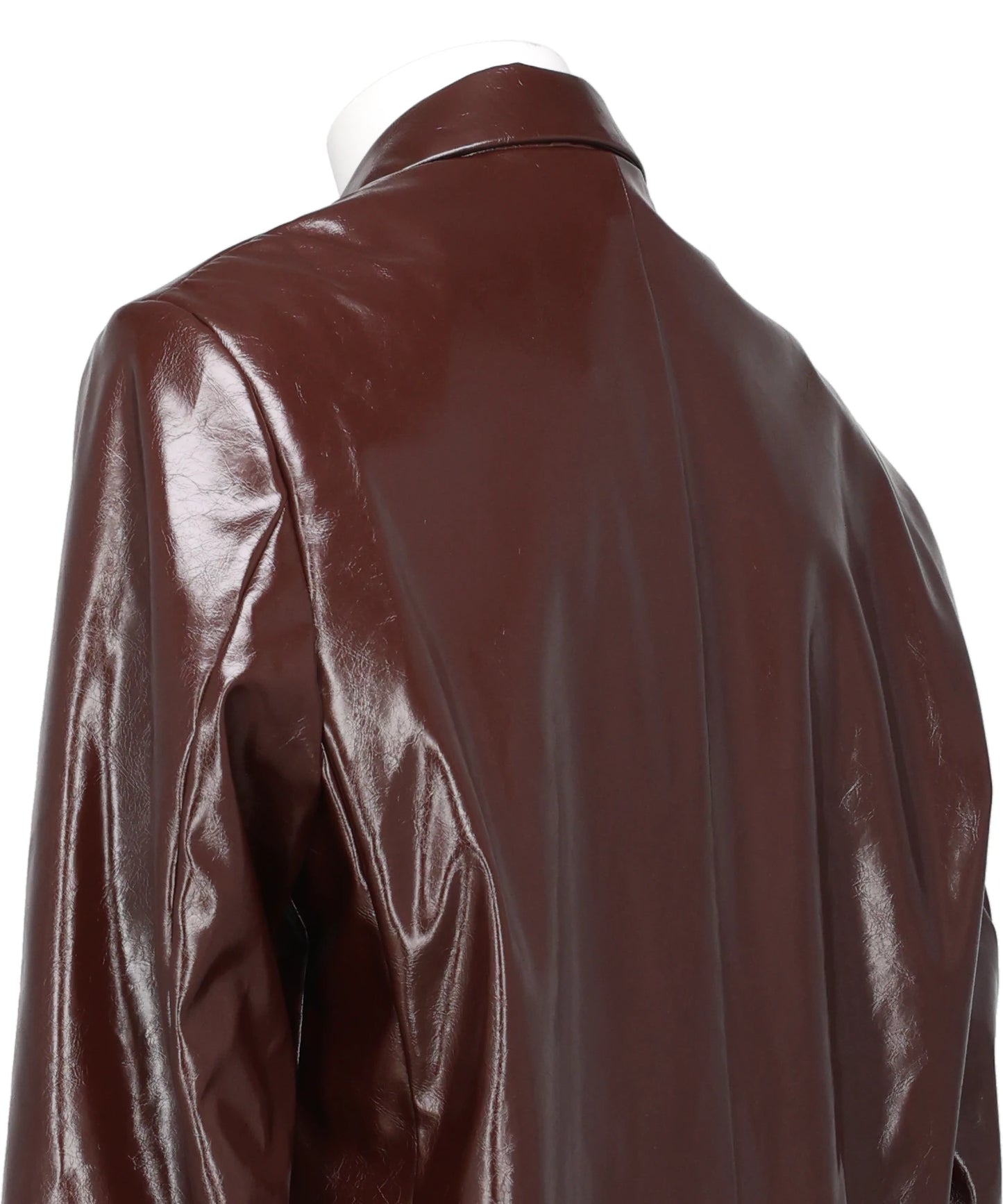 PLEATED BLAZER FAUX LEATHER MARRON