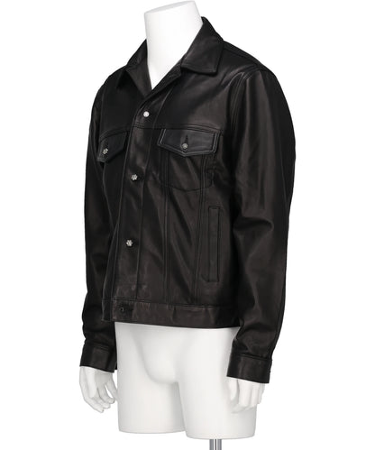 DIAMOND LEATHER SPREAD COLLAR JACKET