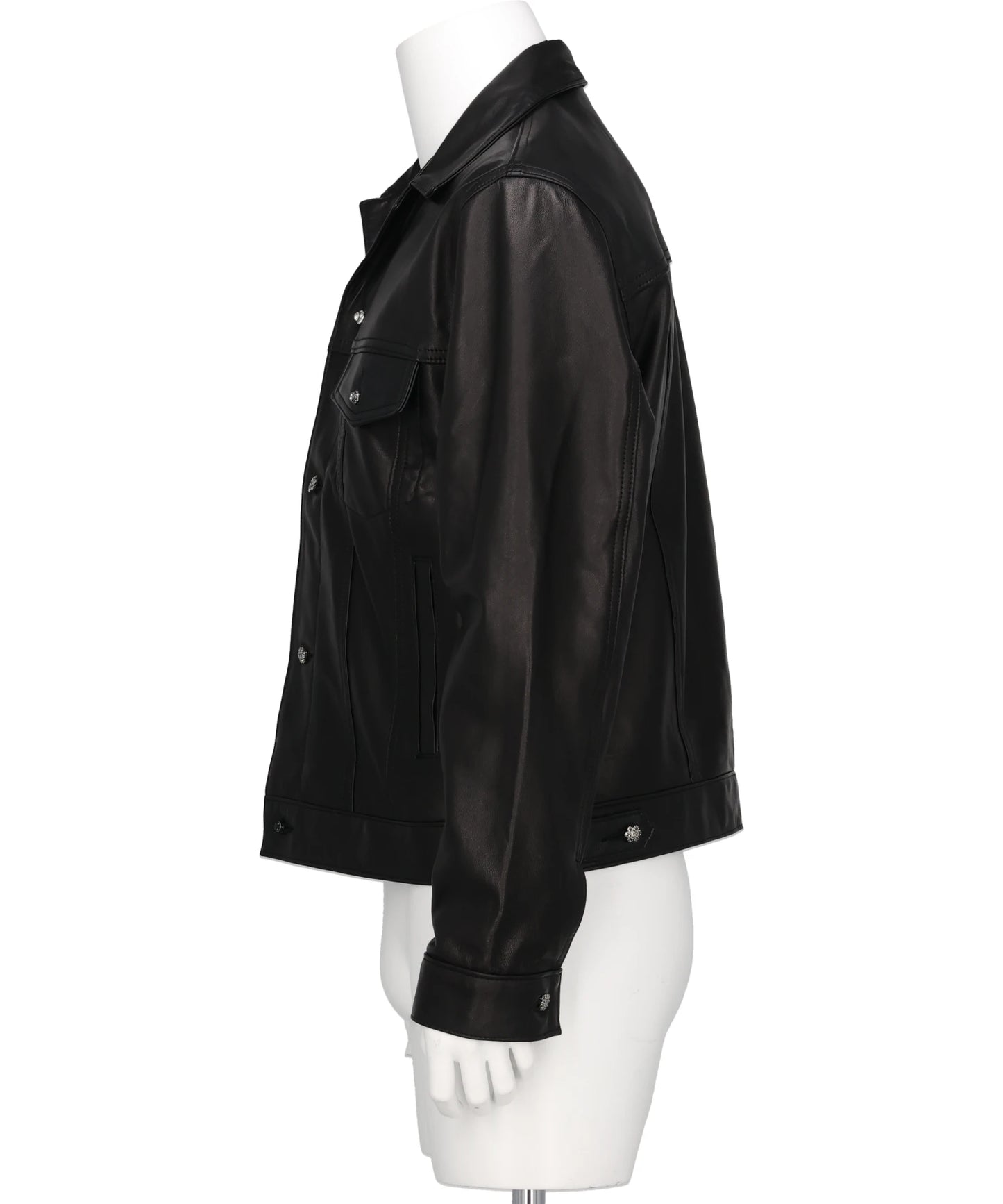 DIAMOND LEATHER SPREAD COLLAR JACKET