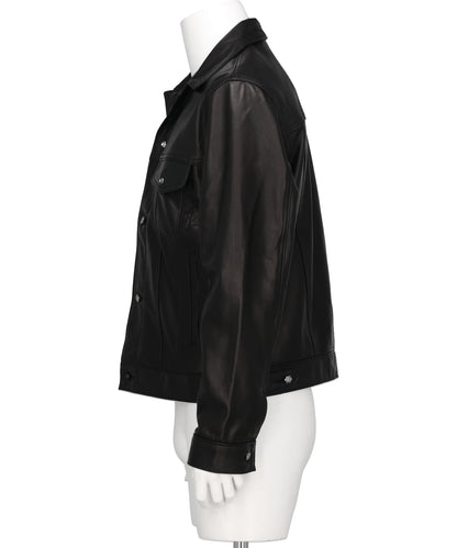 DIAMOND LEATHER SPREAD COLLAR JACKET