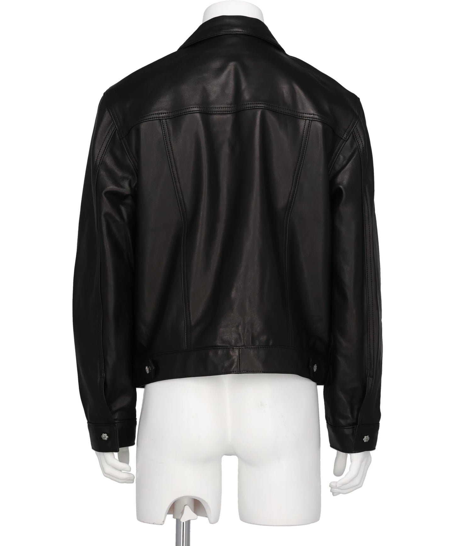 DIAMOND LEATHER SPREAD COLLAR JACKET