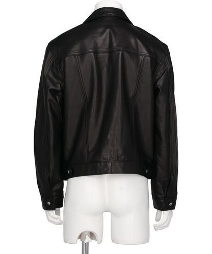 DIAMOND LEATHER SPREAD COLLAR JACKET