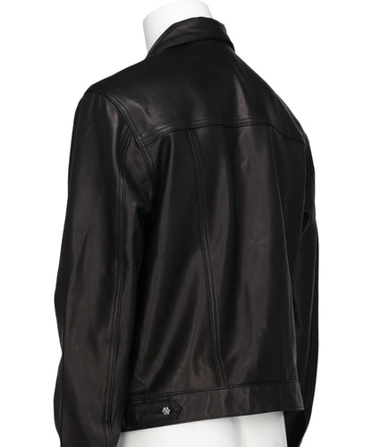 DIAMOND LEATHER SPREAD COLLAR JACKET