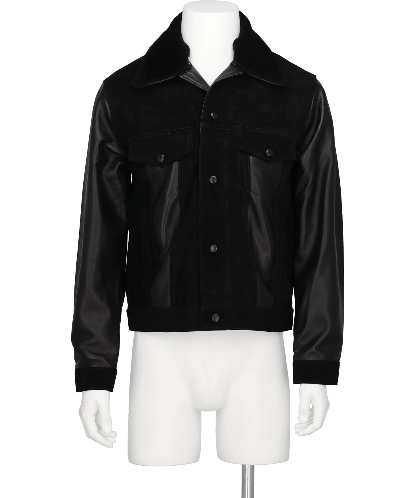 ERNEST W.BAKER LEATHER&SUEDE SPREAD COLLAR JACKET