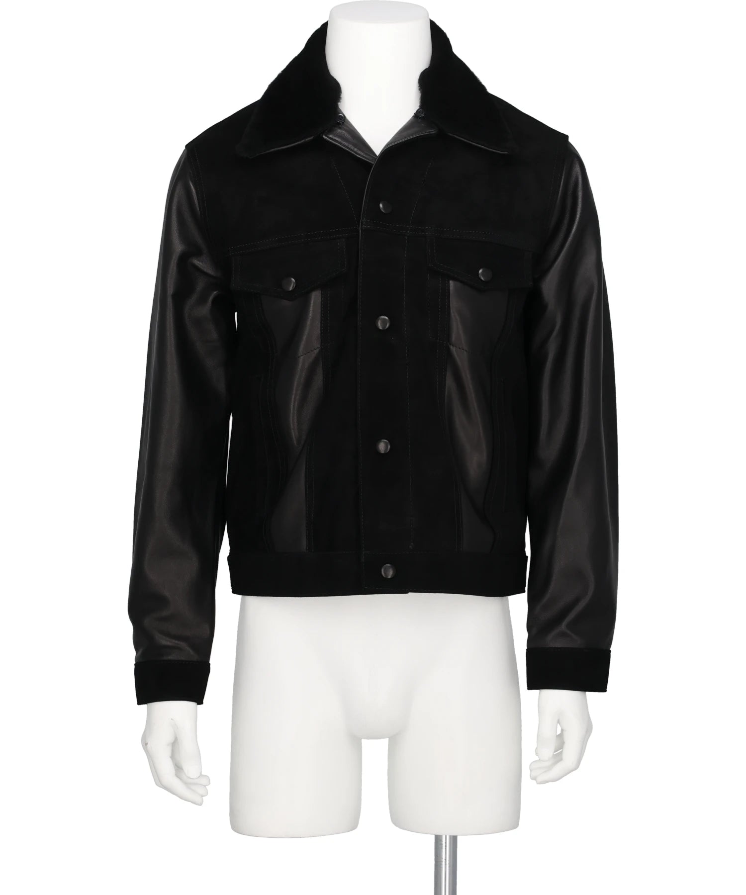 ERNEST W.BAKER LEATHER&SUEDE SPREAD COLLAR JACKET
