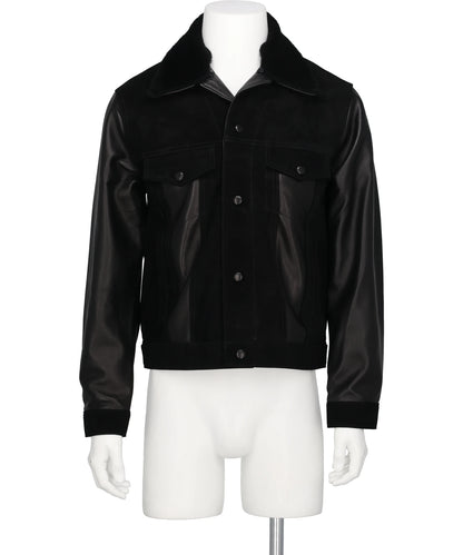 ERNEST W.BAKER LEATHER&SUEDE SPREAD COLLAR JACKET