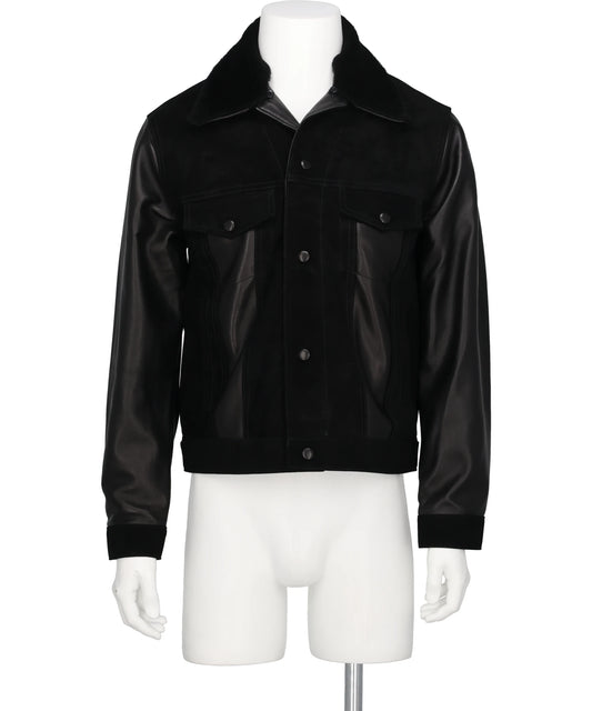 ERNEST W.BAKER LEATHER&SUEDE SPREAD COLLAR JACKET