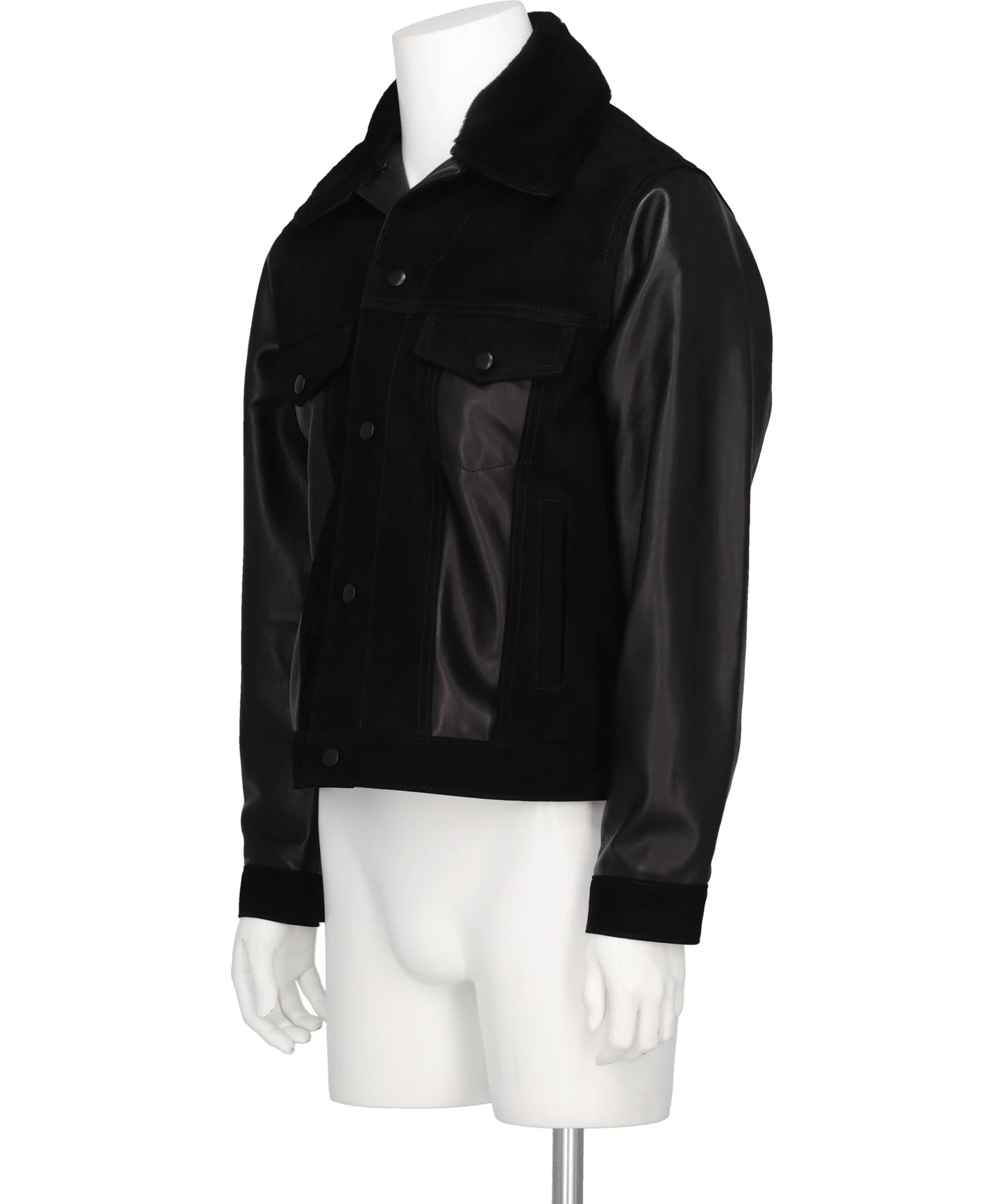 LEATHER&SUEDE SPREAD COLLAR JACKET