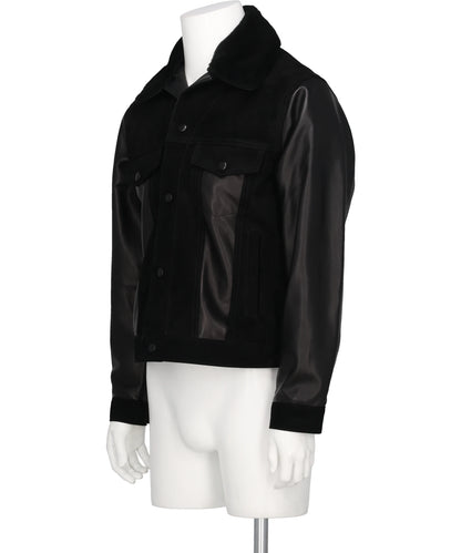 LEATHER&SUEDE SPREAD COLLAR JACKET