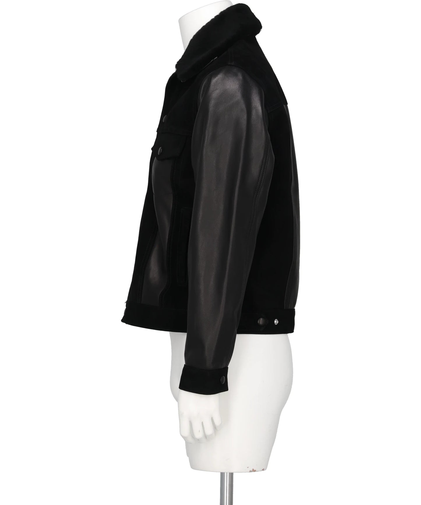 LEATHER&SUEDE SPREAD COLLAR JACKET
