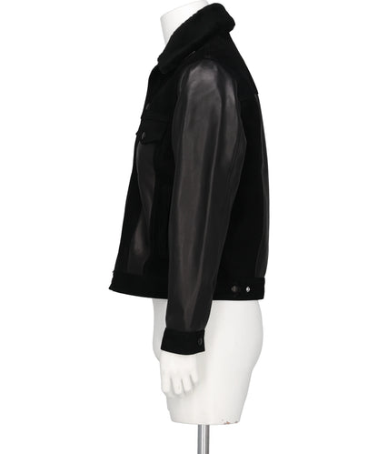 LEATHER&SUEDE SPREAD COLLAR JACKET