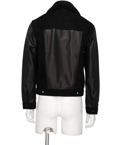 LEATHER&SUEDE SPREAD COLLAR JACKET