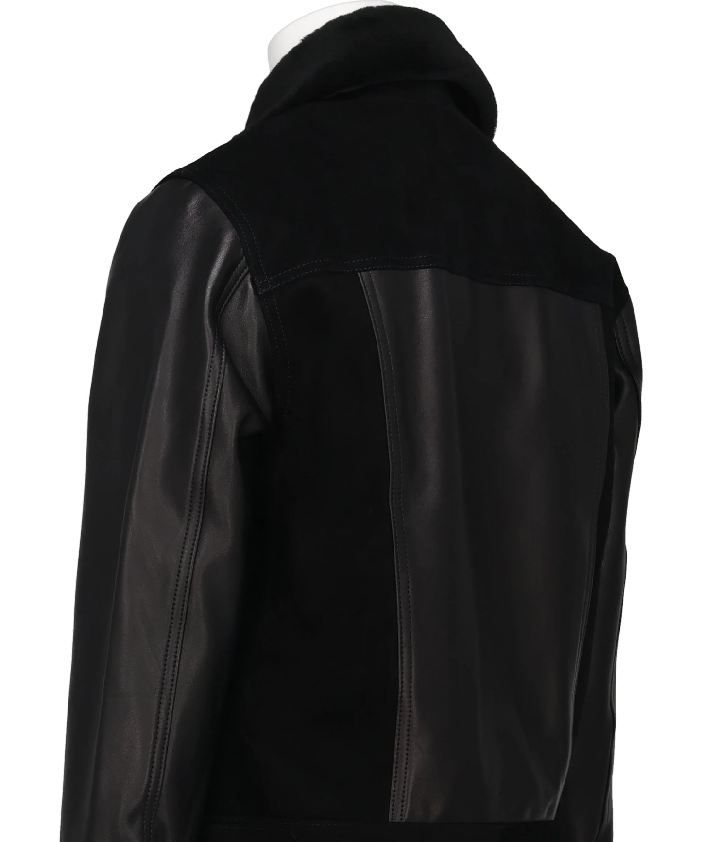 LEATHER&SUEDE SPREAD COLLAR JACKET