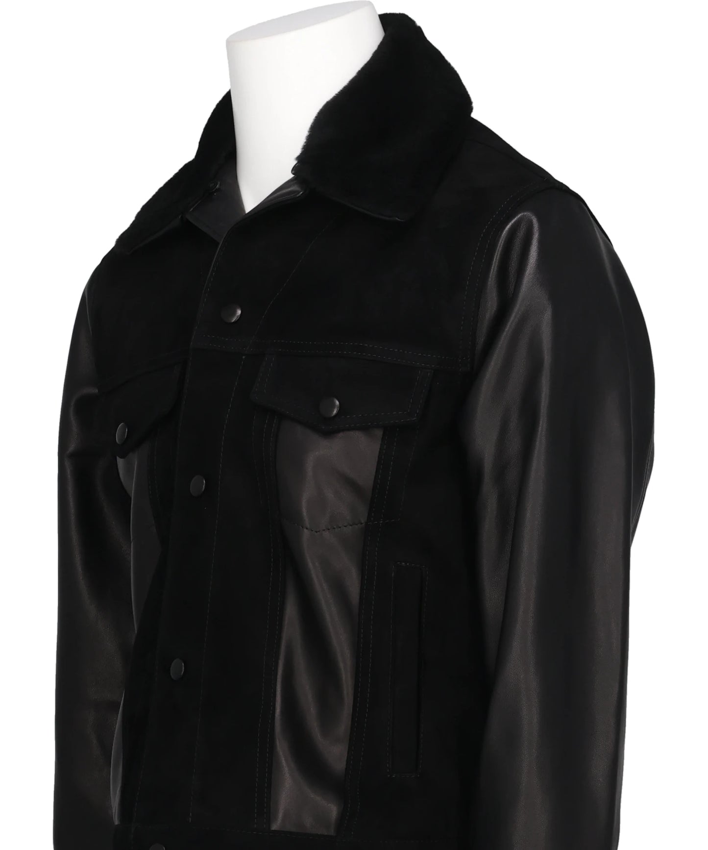 LEATHER&SUEDE SPREAD COLLAR JACKET
