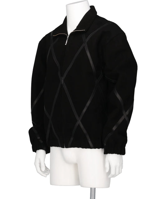 ARGYLE LEATHER & SUEDE TRACK JACKET