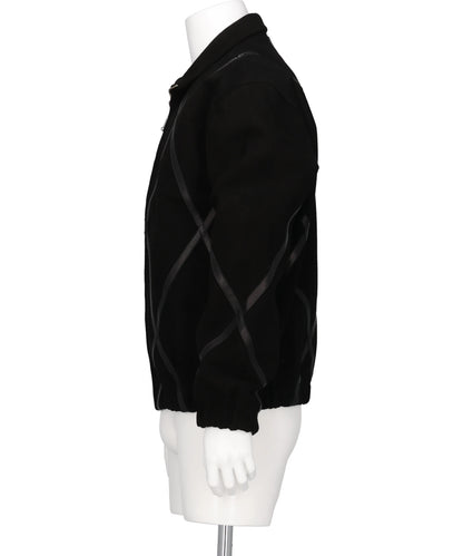 ARGYLE LEATHER & SUEDE TRACK JACKET