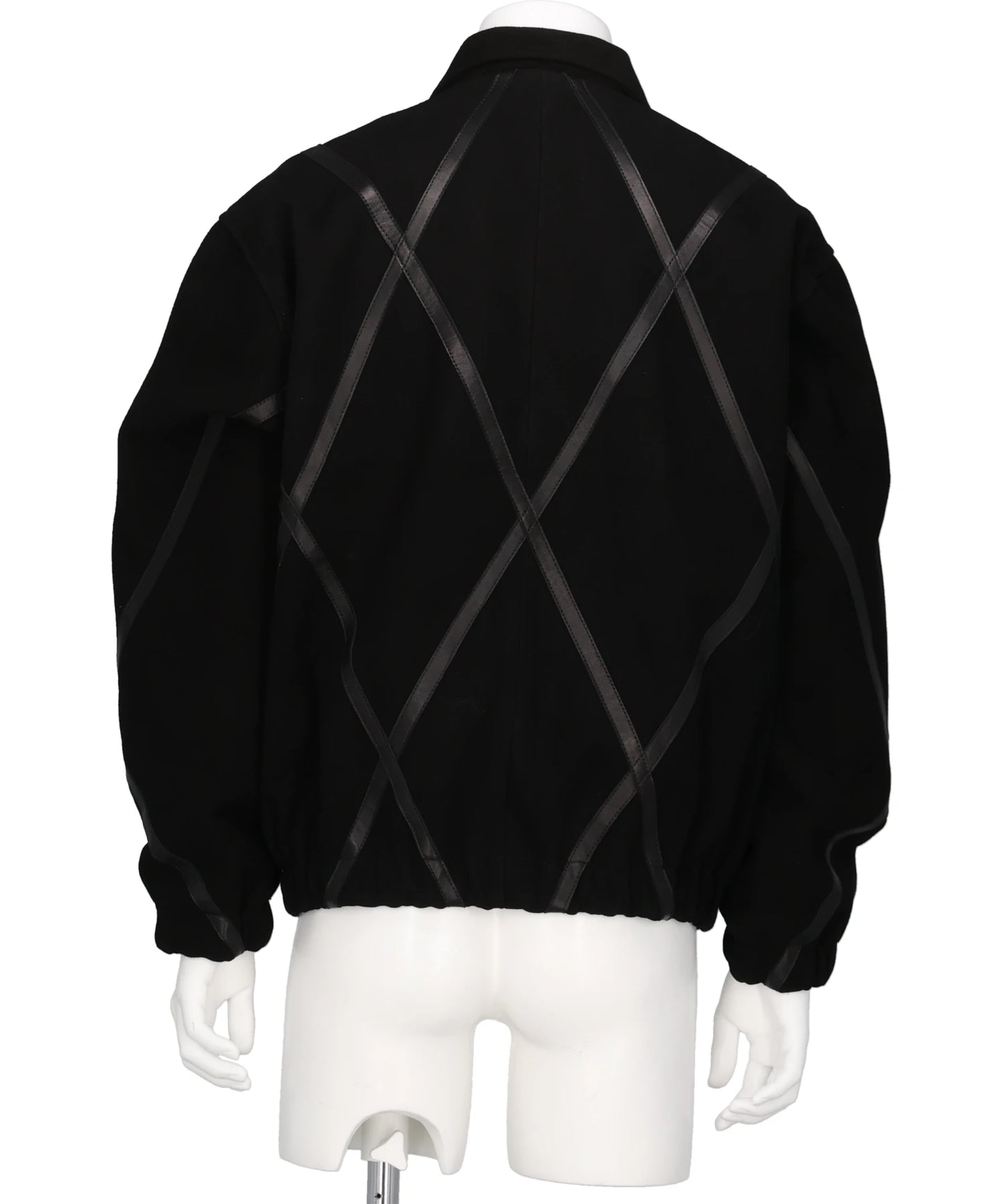 ARGYLE LEATHER & SUEDE TRACK JACKET