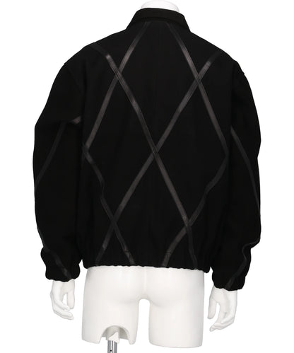 ARGYLE LEATHER & SUEDE TRACK JACKET