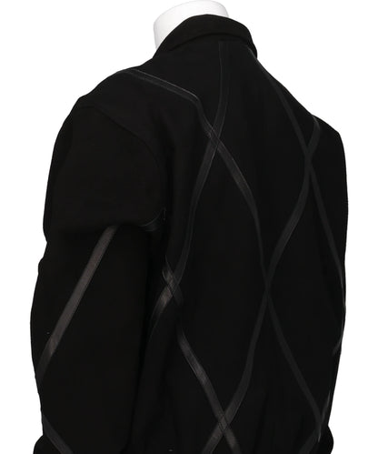 ARGYLE LEATHER & SUEDE TRACK JACKET