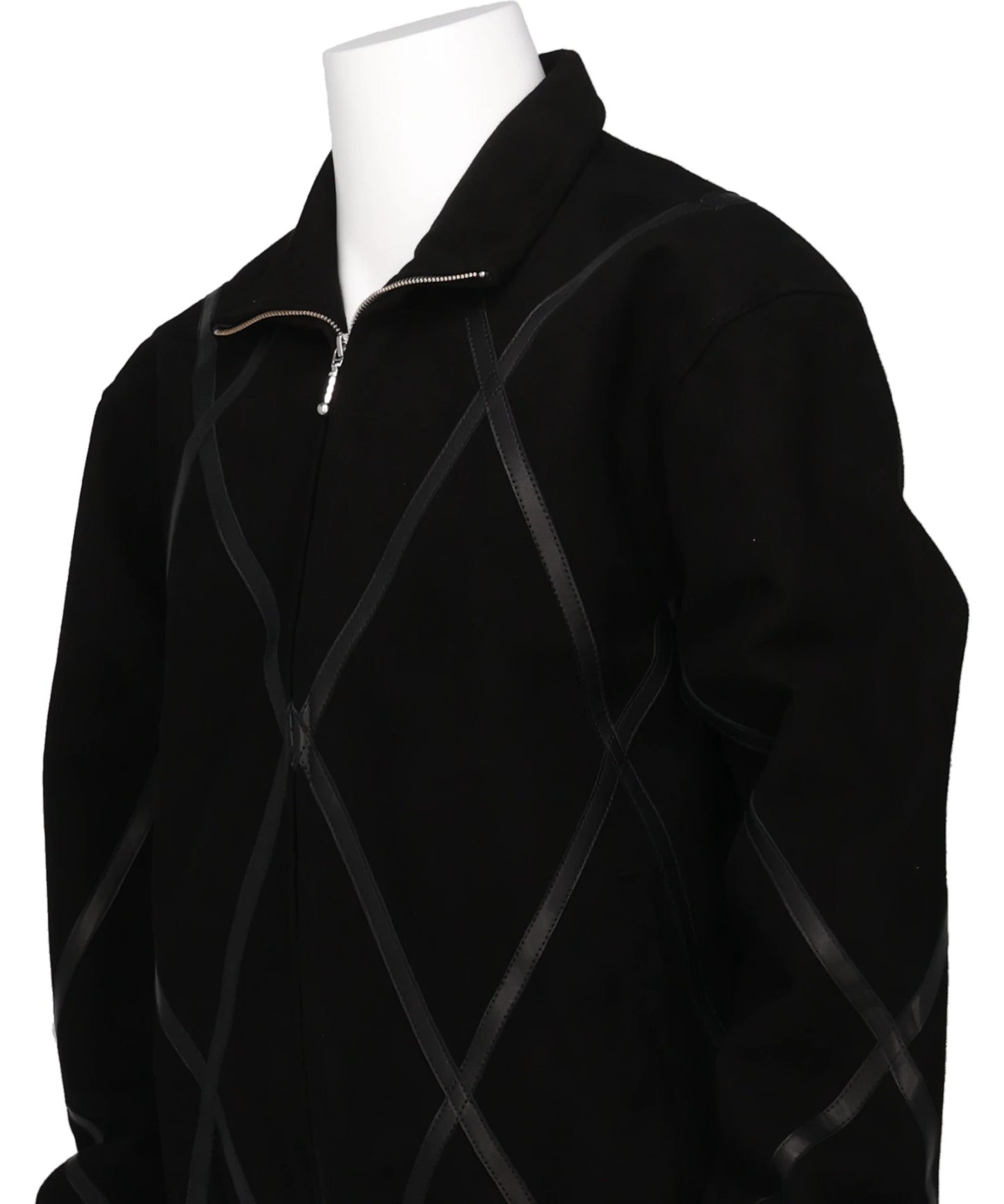 ARGYLE LEATHER & SUEDE TRACK JACKET