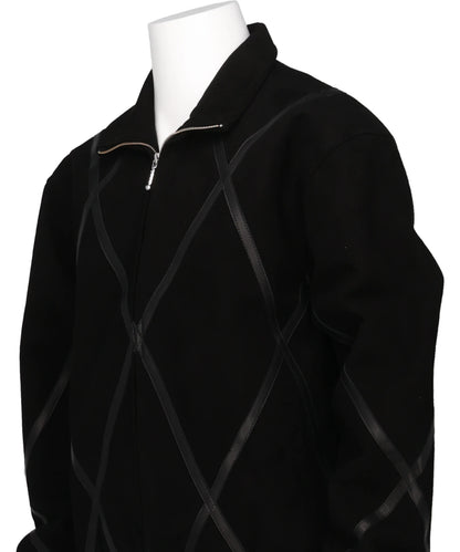 ARGYLE LEATHER & SUEDE TRACK JACKET