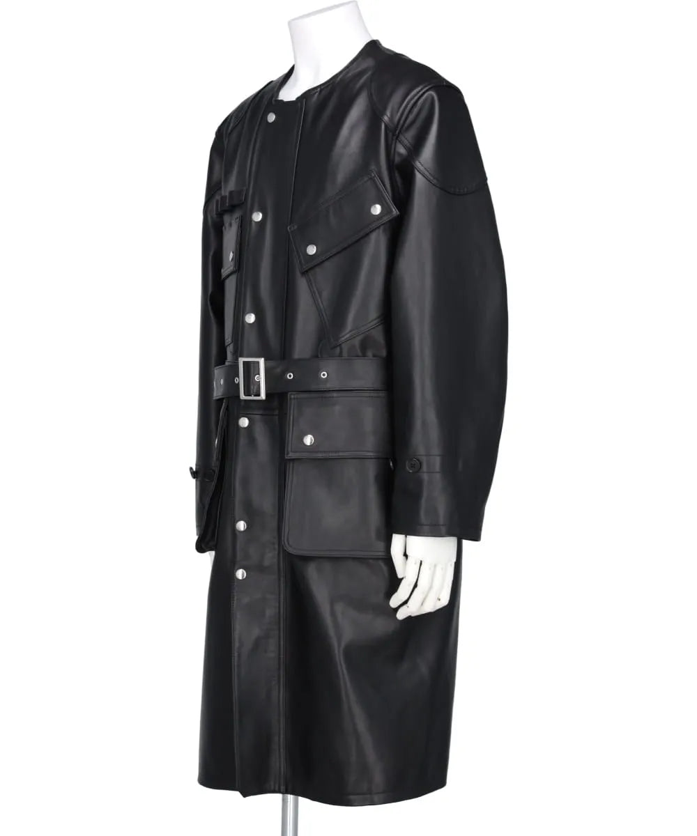 "JEROME" LONG MOTO LEATHER COAT