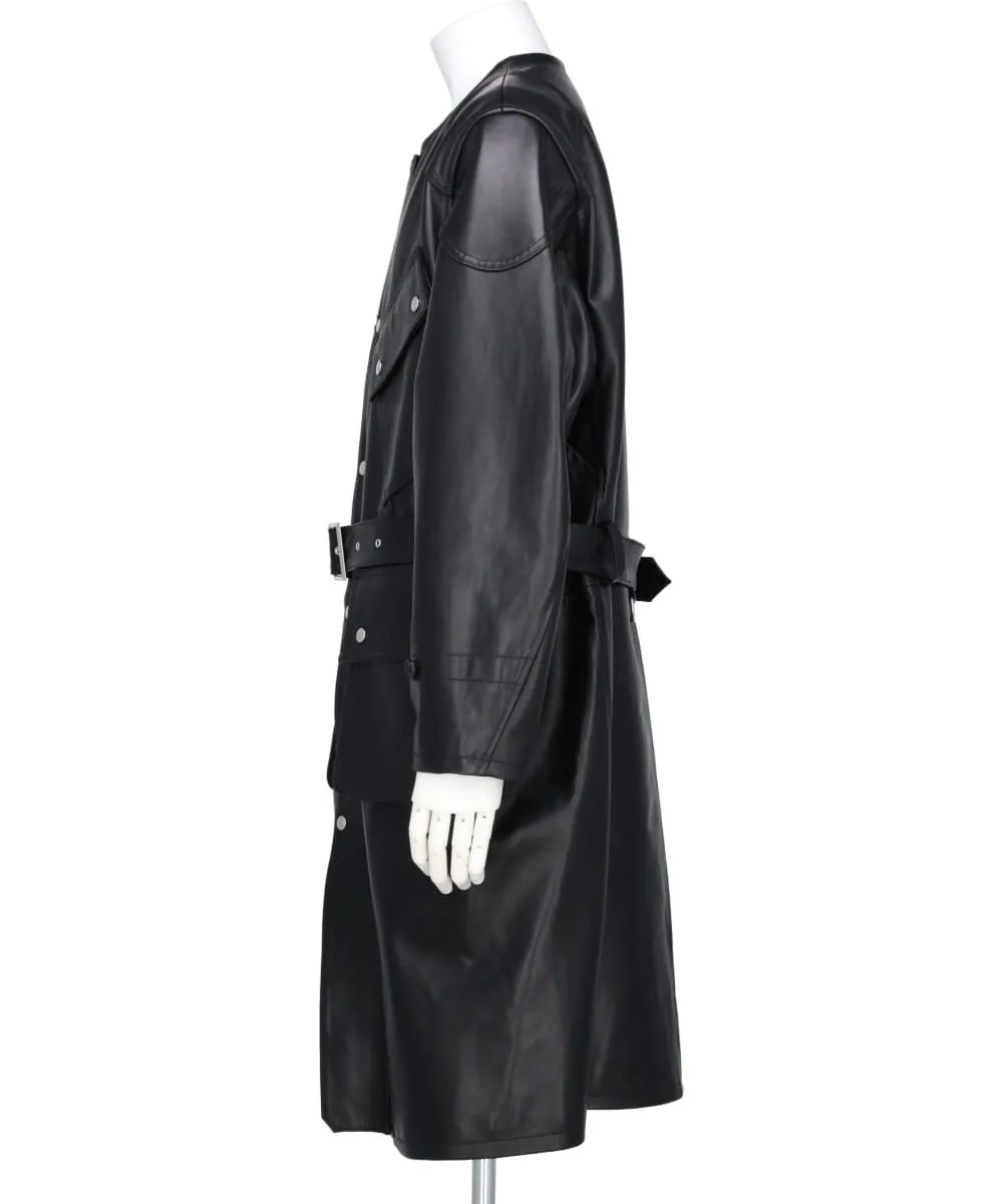 "JEROME" LONG MOTO LEATHER COAT