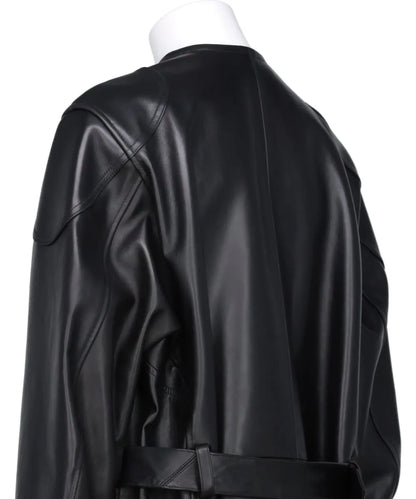 "JEROME" LONG MOTO LEATHER COAT