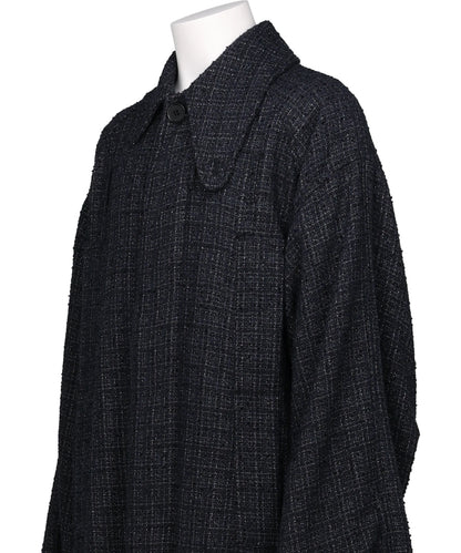 BIG-SLEEVE TUCKED TWEED  COAT
